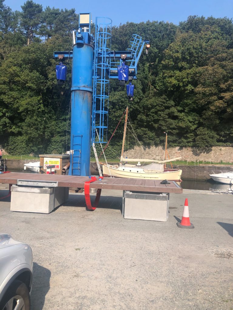 Marina pontoon in the yard ready for installation