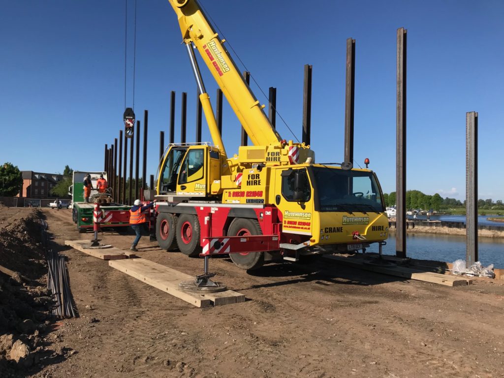 Piling rig getting ready to install piles