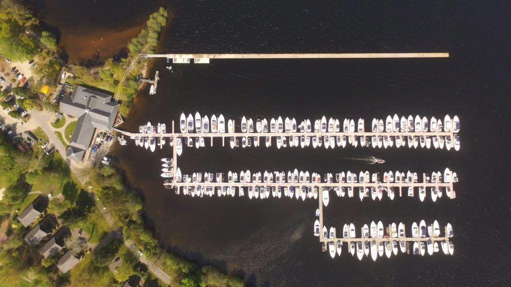 Plan view of 3 pontoons of Cameron House Marina