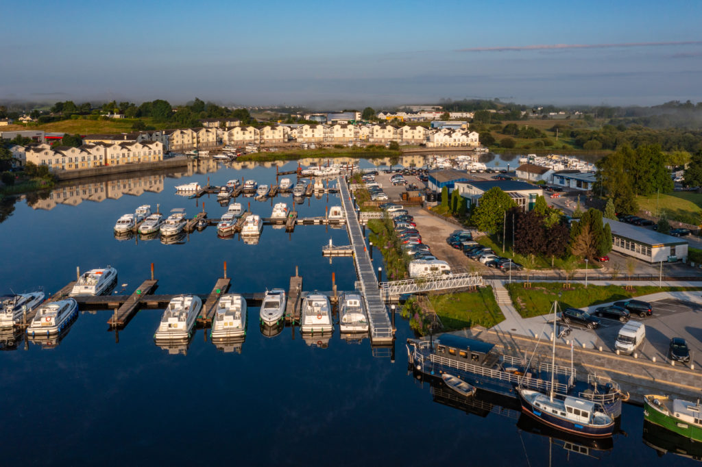 Aerial view of Carrick on Shannon public marina