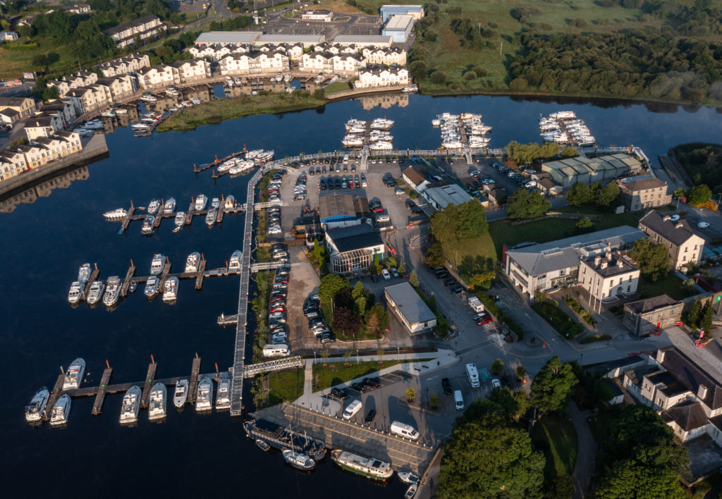 Aerial view of Carrick on Shannon public marina