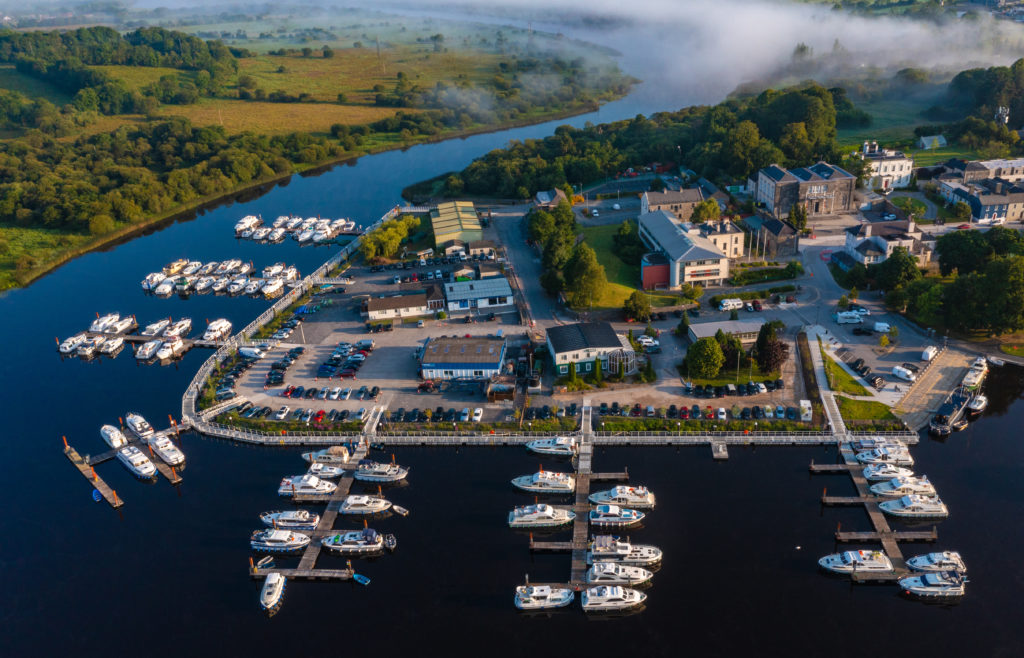 Aerial view of Carrick on Shannon public marina