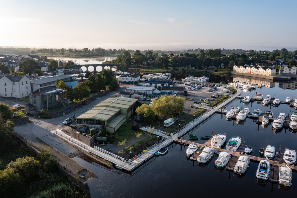 Aerial view of Carrick on Shannon public marina