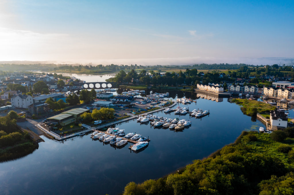 Aerial view of Carrick on Shannon public marina