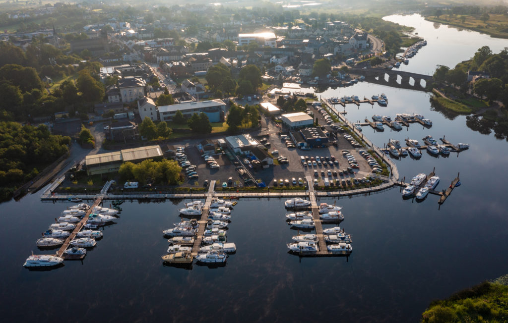 Aerial view of Carrick on Shannon public marina