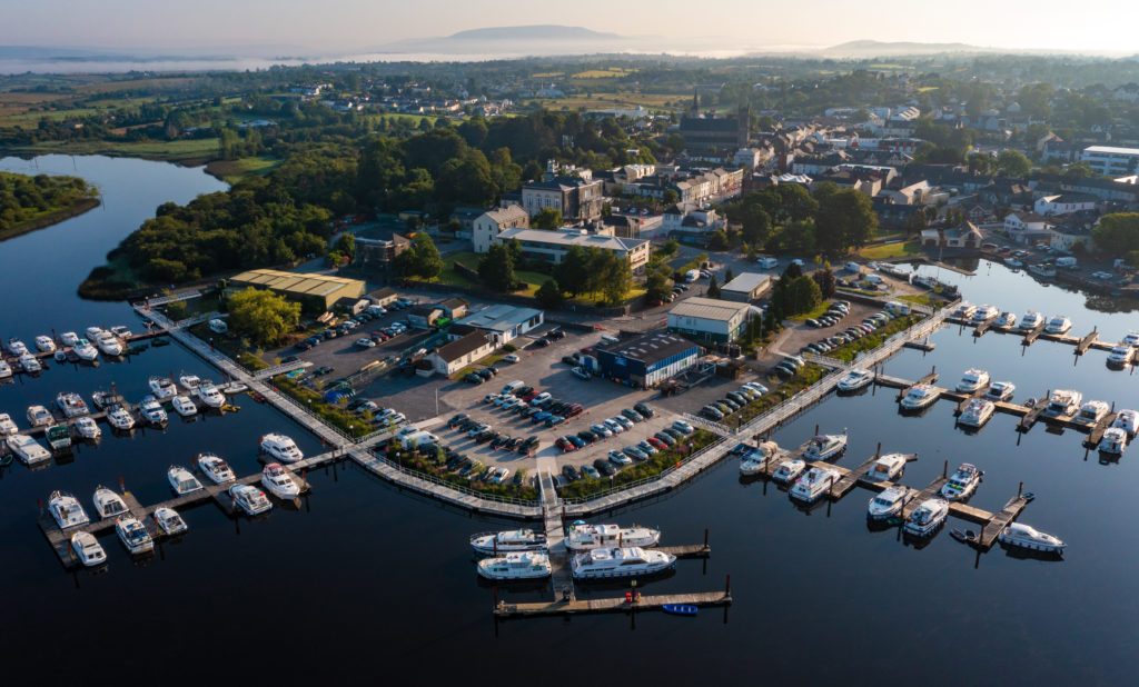 Aerial view of Carrick on Shannon public marina