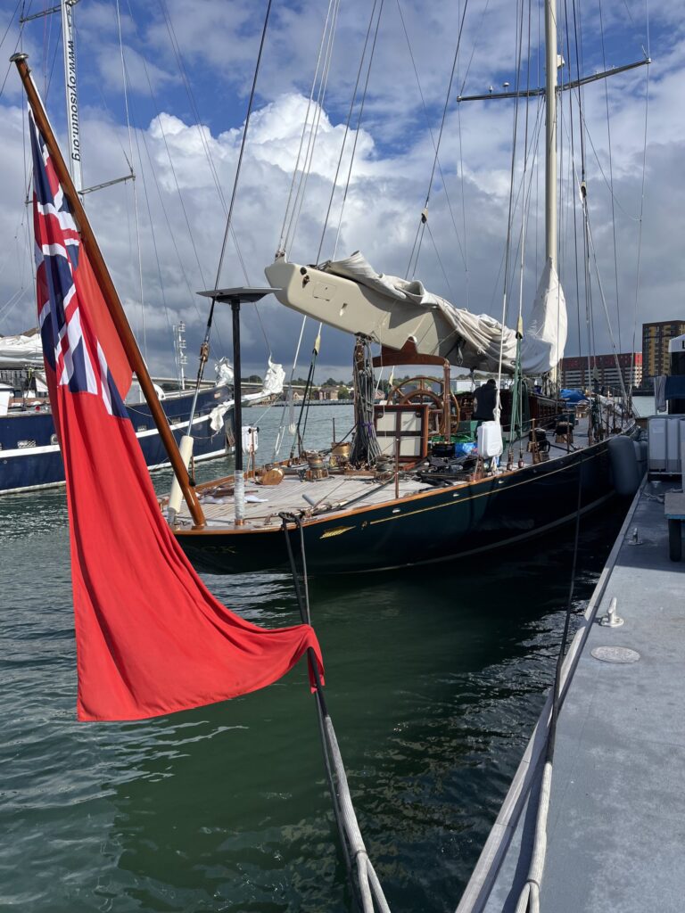 Superyacht berthed at the new pontoon installed by Inland and Coastal at Ocean Village Marina in Southampton