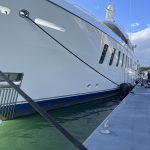 Superyacht berthed at the new pontoon installed by Inland and Coastal at Ocean Village Marina in Southampton