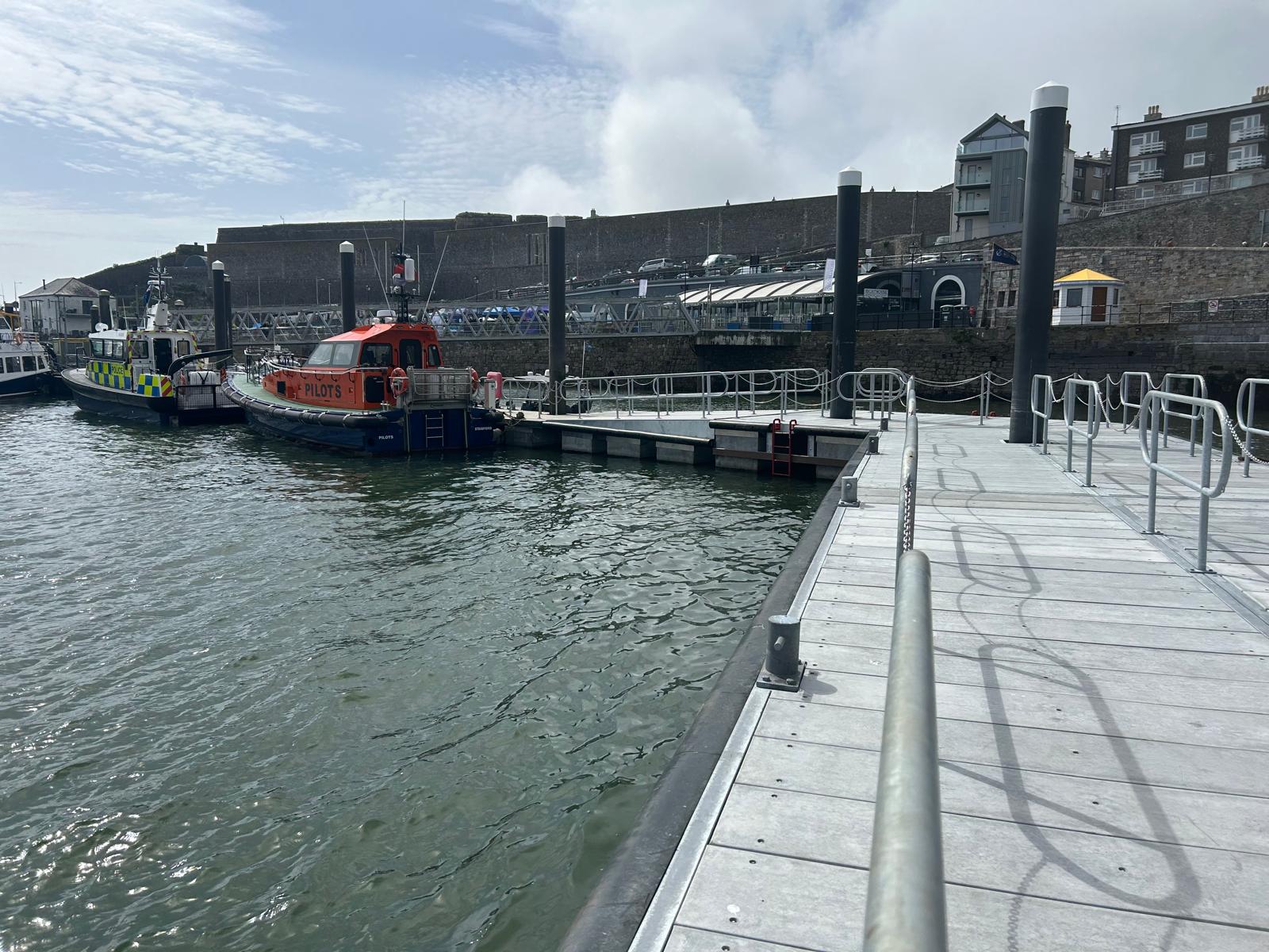 New extension pontoon at Barbican Landing Stage, Plymouth in Devon