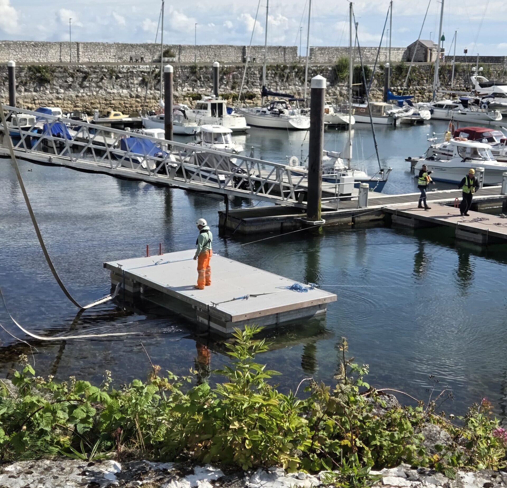 Oyster pontoon at Glenarm Marina, Co. Antrim, Ireland